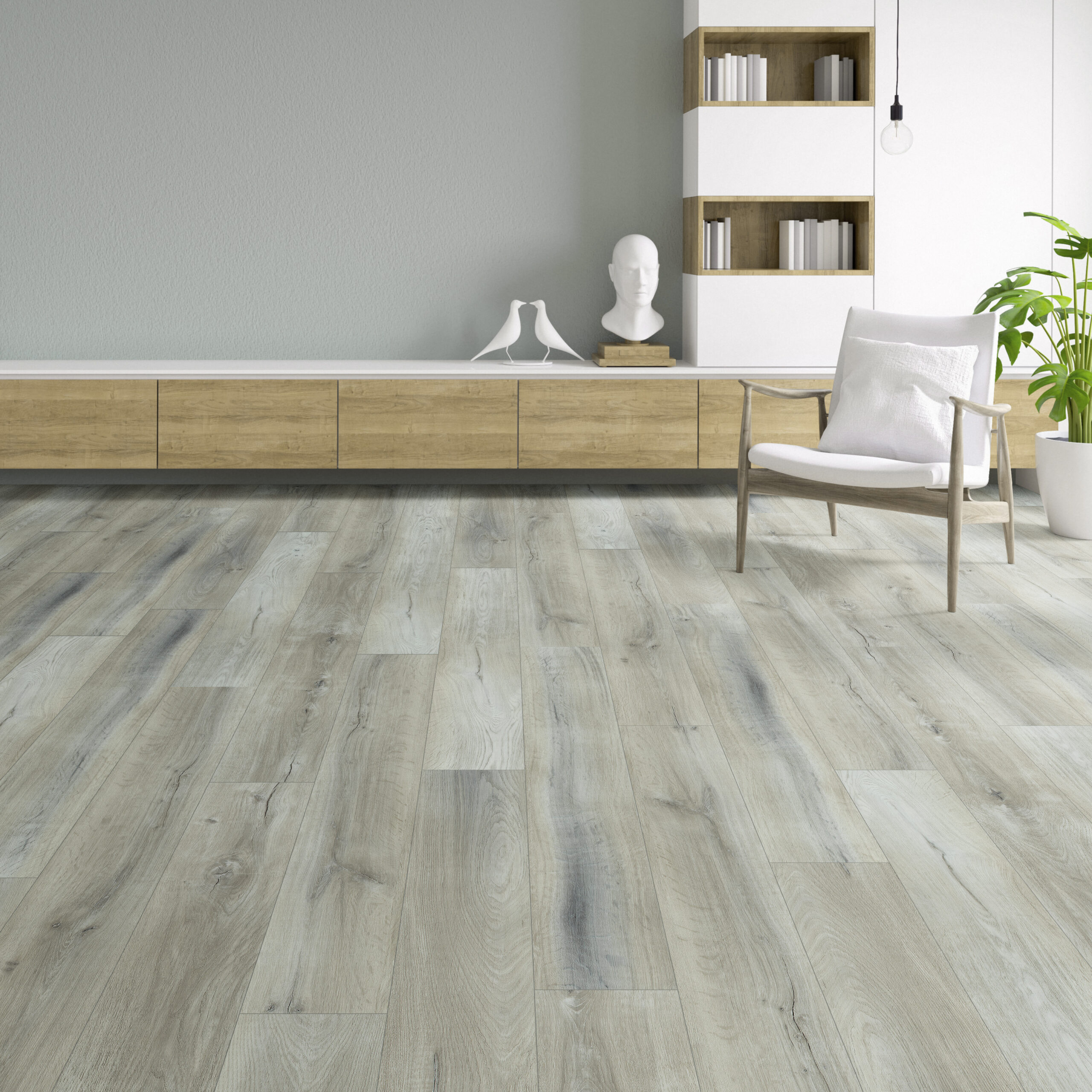 Tv Cabinet And Display With On Wood Flooring And Pastel Green Wall, Minimalist And Vintage Interior Photo taken in Bangkok, Thailand